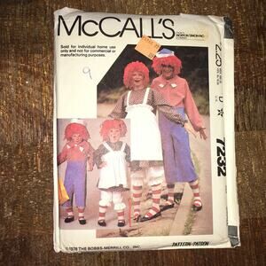 Vintage McCalls Sewing Pattern 7232 Raggedy Ann Andy Costume Size Small UNCUT